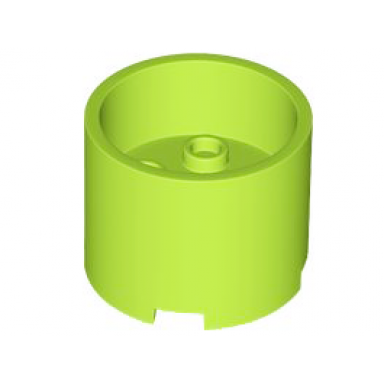 lime brick round 3 x 3 x 2 with recessed center and axle hole
