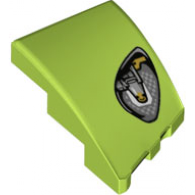 lime wedge 3 x 2 left no studs with aston martin car headlight silver checkered and casing gold bulb pattern