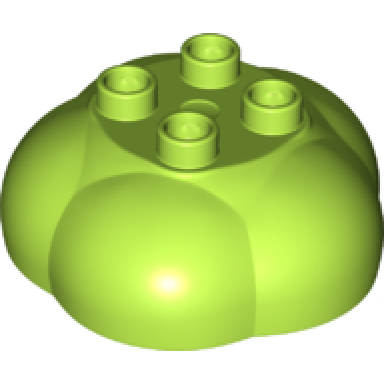 lime duplo plant tree top bush 4 x 4 with 4 top studs and curved sides