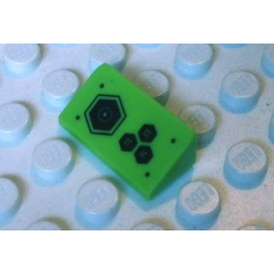 lime slope 30 1 x 2 x 2 3 with four black hexagons pattern sticker - set 70706