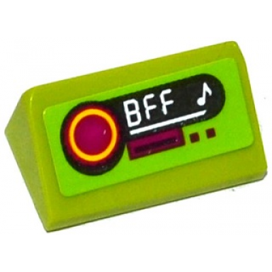lime slope 30 1 x 2 x 2 3 with radio with bff and music note pattern sticker - set 41091