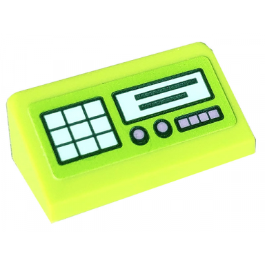 lime slope 30 1 x 2 x 2 3 with light aqua and lavender buttons pattern sticker - set 41707