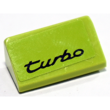 lime slope 30 1 x 2 x 2 3 with black turbo pattern sticker - set 75888