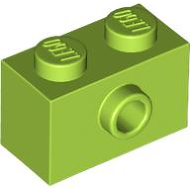 lime brick modified 1 x 2 with stud on side