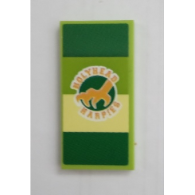 lime tile 2 x 4 with holyhead harpies pattern sticker - set 75980