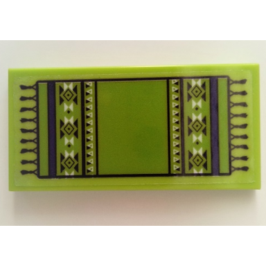 lime tile 2 x 4 with lime rug with fringe dark purple stripes and black and white diamonds and triangles pattern pattern sticker - set 41369