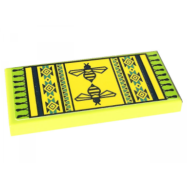 lime tile 2 x 4 with yellow rug with fringe dark blue bees stripes and geometric pattern sticker - set 41703