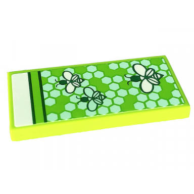 lime tile 2 x 4 with blanket with bees and light aqua honeycomb white bedsheet pattern sticker - set 41703