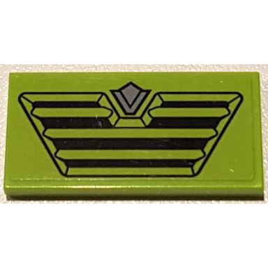 lime tile 2 x 4 with black truck grille and silver emblem on lime background pattern sticker - set 60254