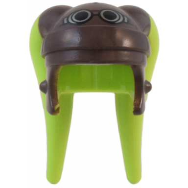 lime minifigure headgear headdress sw twilek with dark brown helmet silver goggles and white circles pattern hera syndulla