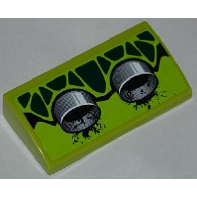 lime slope curved 2 x 4 x 2 3 with bottom tubes with green scales and 2 exhaust pipes pattern model left side sticker - set 9457