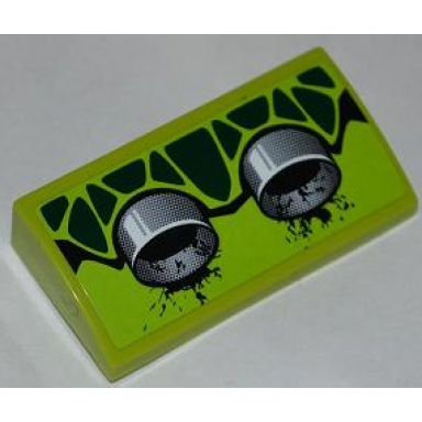 lime slope curved 2 x 4 x 2 3 with bottom tubes with green scales and 2 exhaust pipes pattern model right side sticker - set 9457