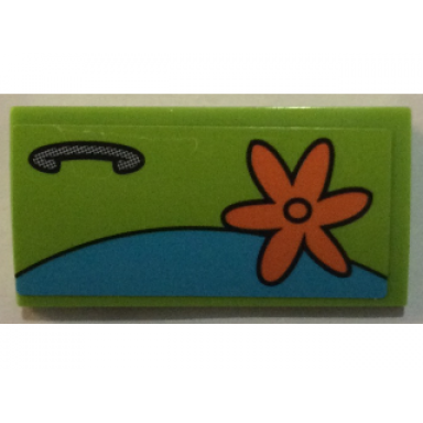 lime slope curved 2 x 4 x 2 3 with bottom tubes with orange flower and door handle pattern model right side sticker - set 75902