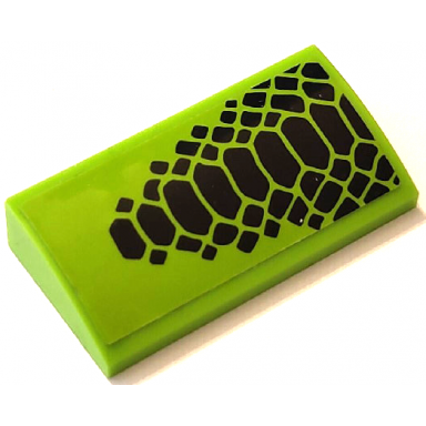 lime slope curved 2 x 4 x 2 3 with bottom tubes with black scales pattern model right side sticker - set 60415