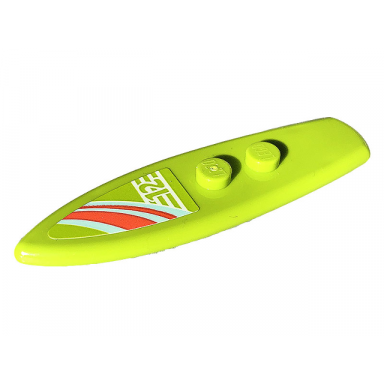 lime minifigure utensil surfboard standard with number 12 and coral light aqua and white stripes pattern sticker - set 41697