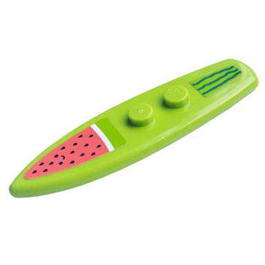 lime minifigure utensil surfboard standard with watermelon eyes and smile pattern stickers - set 41754
