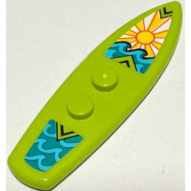 lime minifigure utensil surfboard standard with yellow sun dark azure sea and medium azure waves pattern stickers - set 41428
