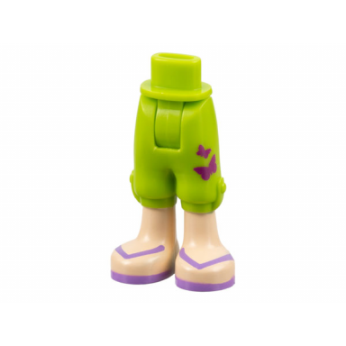 lime mini doll hips and trousers cropped with magenta butterflies light nougat legs and medium lavender sandals with straps pattern - thick hinge