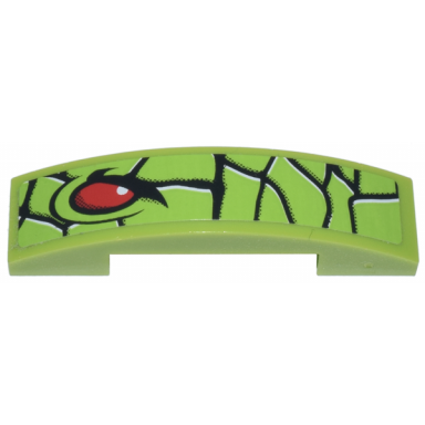 lime slope curved 4 x 1 x 2 3 double with snake skin and red eye pattern model left side sticker - set 9095