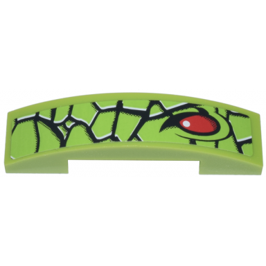 lime slope curved 4 x 1 x 2 3 double with snake skin and red eye pattern model right side sticker - set 9095