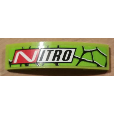 lime slope curved 4 x 1 x 2 3 double with snake skin and nitro pattern sticker - set 9095
