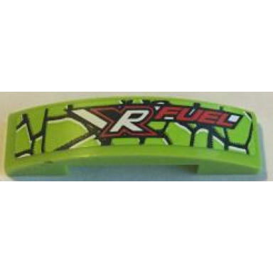lime slope curved 4 x 1 x 2 3 double with snake skin and xr fuel pattern sticker - set 9095