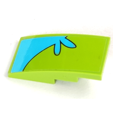 lime slope curved 4 x 2 with medium azure stripe with splash curving down right pattern sticker - set 75902