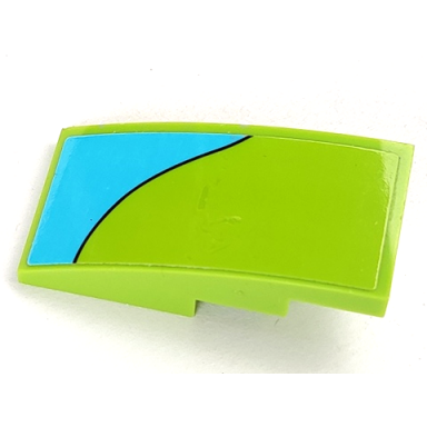 lime slope curved 4 x 2 with medium azure stripe curving down right pattern sticker - set 75902