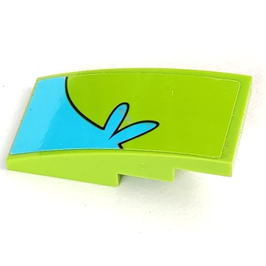 lime slope curved 4 x 2 with medium azure stripe with splash curving down left pattern sticker - set 75902