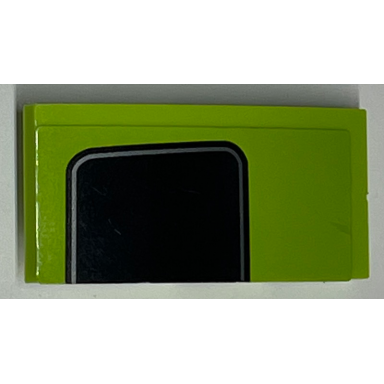 lime slope curved 4 x 2 with black rectangle with rounded edges and silver pin stripe pattern model left side sticker - set 75888