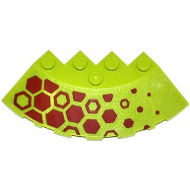 lime brick round corner 6 x 6 with slope 33 edge facet cutout with dark red hexagons pattern left sticker - set 70708