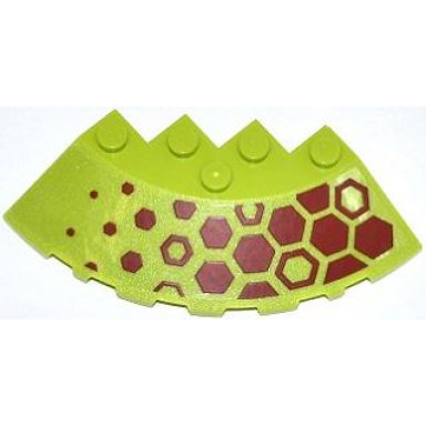 lime brick round corner 6 x 6 with slope 33 edge facet cutout with dark red hexagons pattern right sticker - set 70708