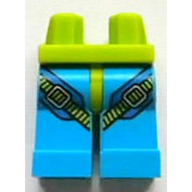 lime hips and dark azure legs with blue and lime parachute harness straps and silver buckles pattern