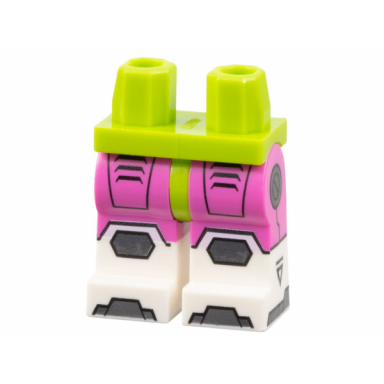 lime hips and dark pink legs with molded white lower legs boots and printed shorts pearl dark gray knee pads and toes circles on sides pattern