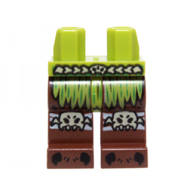 lime hips and reddish brown legs with lime loincloth spider knee pads and black claws pattern