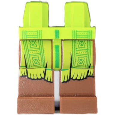 lime hips and reddish brown legs with lime cloak ends with fringe and bright green hourglasses pattern