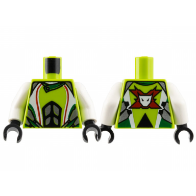lime torso world racers - white and silver jacket with team extreme logo on back pattern white arms black hands