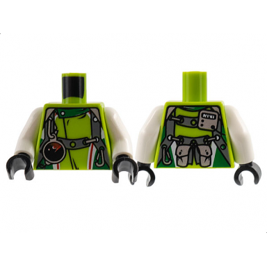 lime torso world racers - team extreme with vest with belts and radar pattern white arms black hands