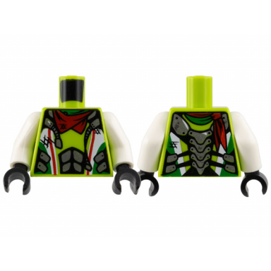 lime torso world racers - white and silver overalls red bandana pattern white arms black hands
