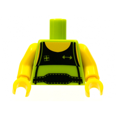 lime torso tank top with black front and weight lifters belt pattern yellow arms yellow hands