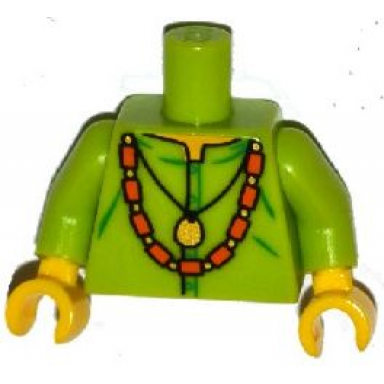 lime torso shirt with gold pendant and orange bead necklace pattern lime arms yellow hands