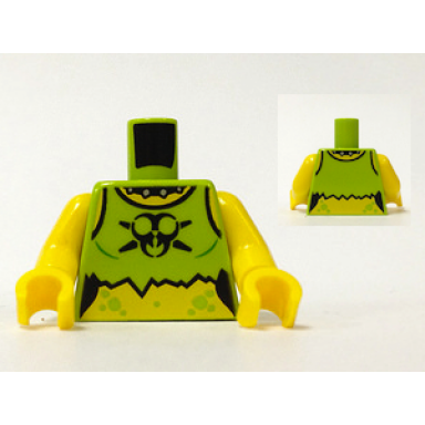 lime torso female ripped shirt with black toxic symbol and studded collar pattern yellow arms yellow hands