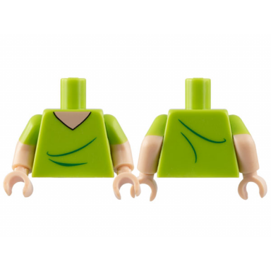 lime torso v-neck t-shirt with light nougat neck pattern shaggy light nougat arms with molded lime short sleeves pattern light nougat hands