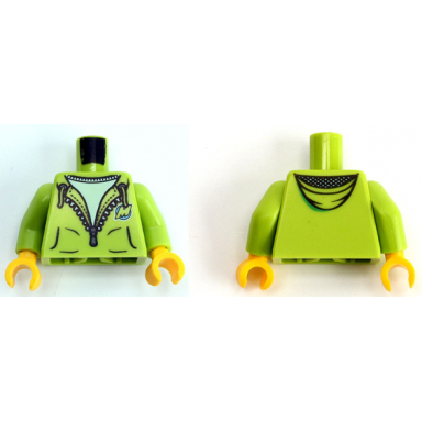 lime torso hoodie with zipper and m pattern lego club max lime arms yellow hands