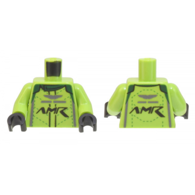 lime torso racing suit with amr aston martin logo dark green collar pattern lime arms black hands