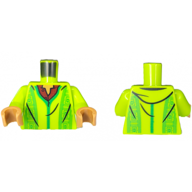 lime torso cloak with green trim and bright green hourglasses over dark red shirt medium nougat neck pattern lime arms medium nougat hands