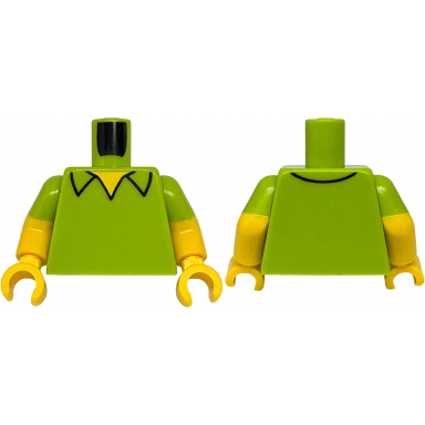 lime torso shirt with open collar yellow neck pattern yellow arms with molded lime short sleeves pattern yellow hands