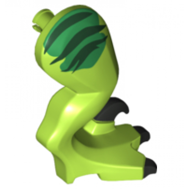 lime dinosaur leg large rear raptor right with pin with black claws and dark green stripes over green pattern