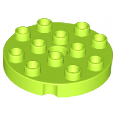 lime duplo plate round 4 x 4 with hole with locking ridges