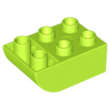 lime duplo brick 2 x 3 slope curved inverted
